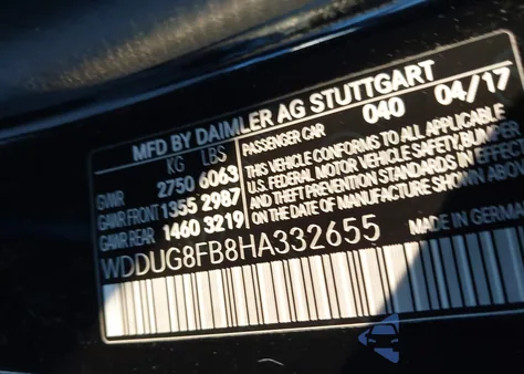 2017 Mercedes-Benz S 550 4Matic z USA, uszkodzony, nr VIN WDDUG8FB8HA332655